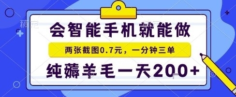 手机项目，二十秒一单，纯薅羊毛一天2张+做就有【揭秘】-宇文网创