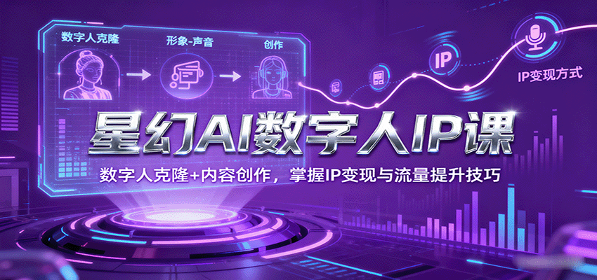 星幻AI数字人IP课，数字人克隆+内容创作，掌握IP变现与流量提升技巧-宇文网创