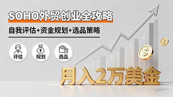 SOHO外贸创业全攻略，自我评估+资金规划+选品策略，月入2万美金-宇文网创