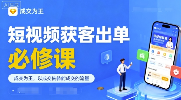 短视频获客出单必修课，成交为王，以成交为导向，直接做能成交的流量-宇文网创