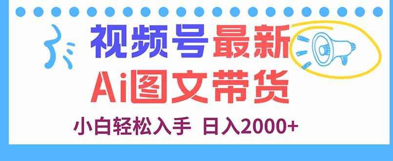 视频号最新AI图文带货，每天几分钟，小白轻松入手，日入2000+-宇文网创