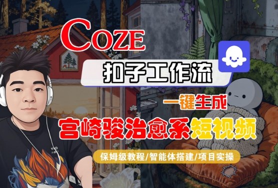 Coze扣子智能体工作流一键生成“宫崎骏治愈系“短视频，全流程保姆级教学-宇文网创