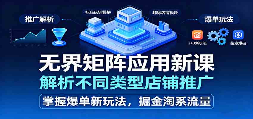 无界矩阵应用新课，解析不同类型店铺推广，掌握爆单新玩法，掘金淘系流量-宇文网创