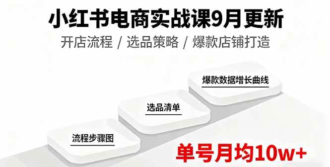 小红书电商实战课9月更新，开店流程/选品策略/爆款店铺打造，单号月均10w+-宇文网创
