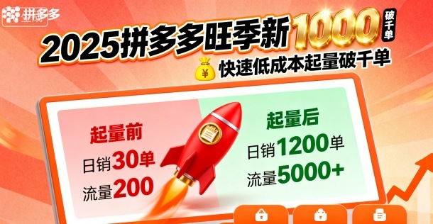 2025拼多多旺季新老店铺——快速低成本起量破千单-宇文网创