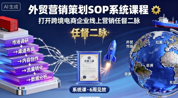 外贸营销策划SOP系统课程，打开跨境电商企业线上营销任督二脉-宇文网创