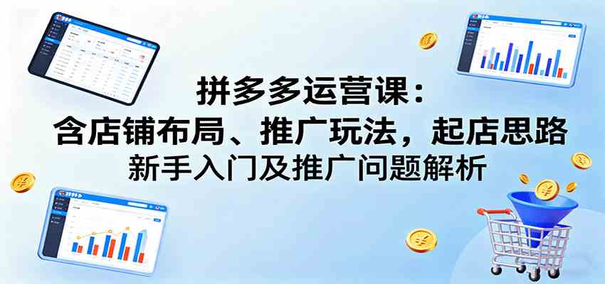 拼多多运营课：含店铺布局、推广玩法，起店思路，新手入门及推广问题解析-宇文网创