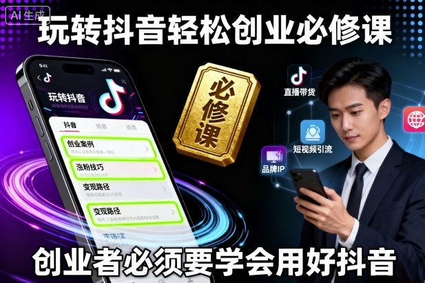 玩转抖音轻松创业必修课，创业者必须要学会用好抖音-宇文网创