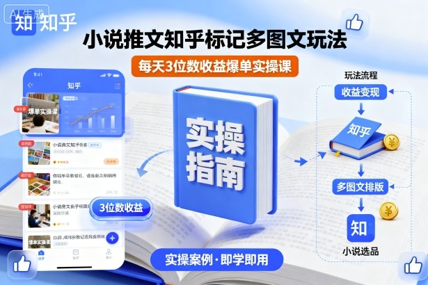 小说推文知乎标记多图文玩法，每天3位数收益爆单实操课-宇文网创