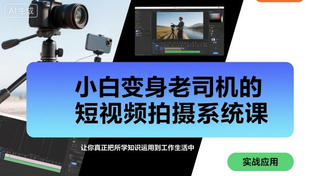 小白变身老司机的短视频拍摄系统课，让你真正把所学知识运用到工作生活中-宇文网创