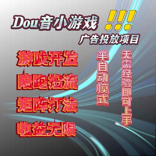抖音小游戏广告推广项目，2025最新实测落地，单日收益300+-宇文网创