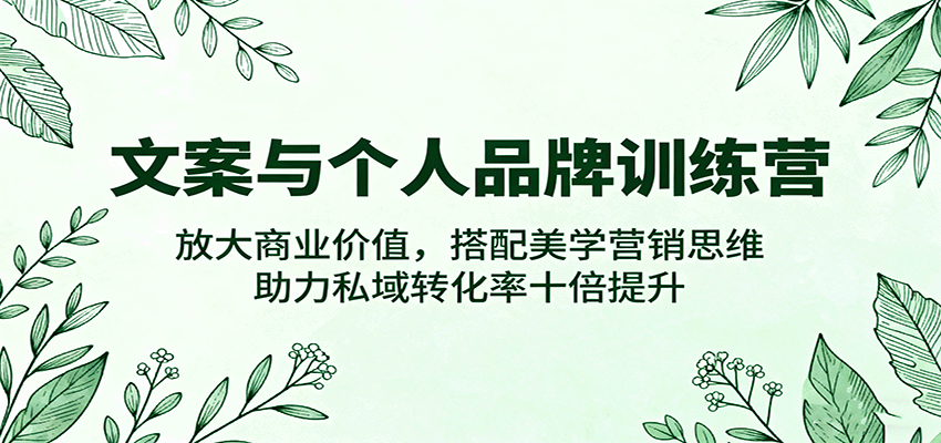 文案与个人品牌训练营，放大商业价值，搭配美学营销思维，助力私域转化率十倍提升-宇文网创