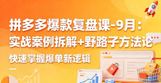 拼多多爆款复盘课-9月：实战案例拆解+野路子方法论，快速掌握爆单新逻辑-宇文网创