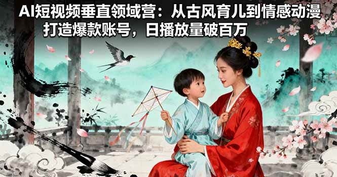AI短视频垂直领域营：从古风育儿到情感动漫，打造爆款账号,日播放量破百万-宇文网创