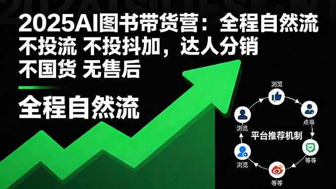 2025AI图书带货营：全程自然流 不投流 不投抖加，达人分销 不国货 无售后-宇文网创