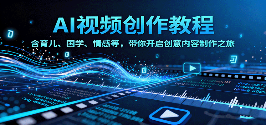 AI视频创富课，含育儿、国学、情感等，带你开启创意内容制作之旅-宇文网创