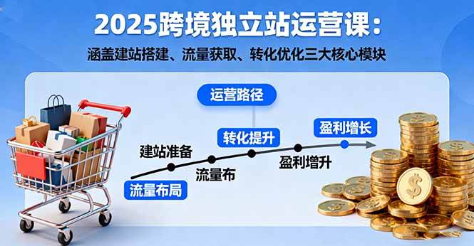 2025跨境独立站运营课：涵盖建站搭建、流量获取、转化优化三大核心模块-宇文网创