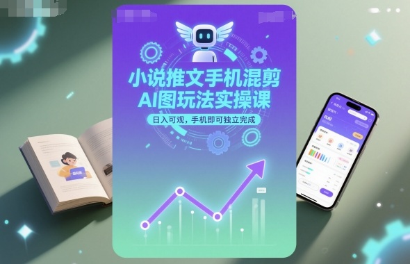 小说推文手机混剪AI图玩法实操课，日入可观，手机即可独立完成-宇文网创