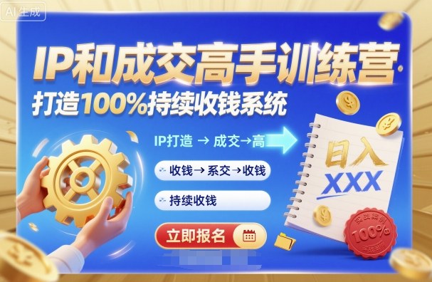 带你成为IP和成交高手的训练营，打造100%持续收钱系统-宇文网创