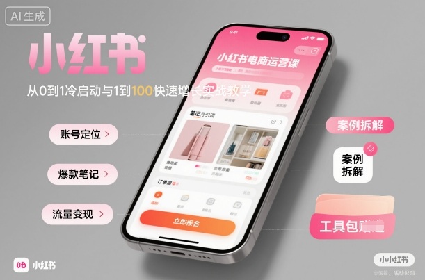 小红书电商运营课：从0到1冷启动与1到100快速增长实战教学-宇文网创