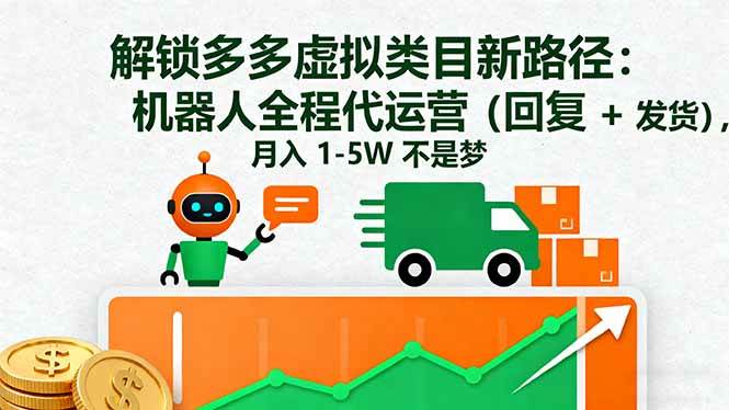 解锁多多虚拟类目新路径：机器人全程代运营，月入 1-5W…-宇文网创