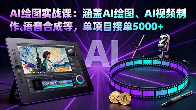 AI绘图实战课：涵盖AI绘图、AI视频制作、语音合成等，单项目接单5000+-宇文网创