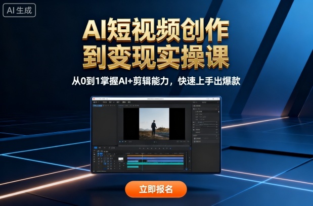 AI短视频创作到变现实操课，从0到1掌握AI+剪辑能力，快速上手出爆款（更新10月）-宇文网创