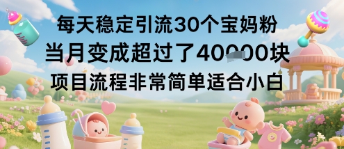 每天稳定引流30个宝妈粉当月变成超过了1W+项目流程非常简单适合小白-宇文网创