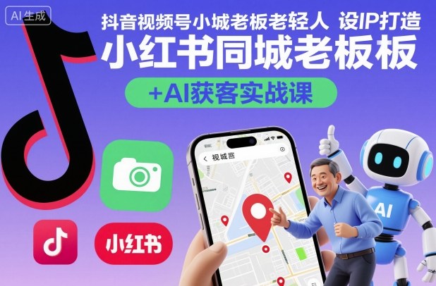 抖音视频号小红书同城老板轻人设IP打造+AI获客实战课，人设打造-算法拆解-拍摄剪辑-内容运营-AI创作-宇文网创