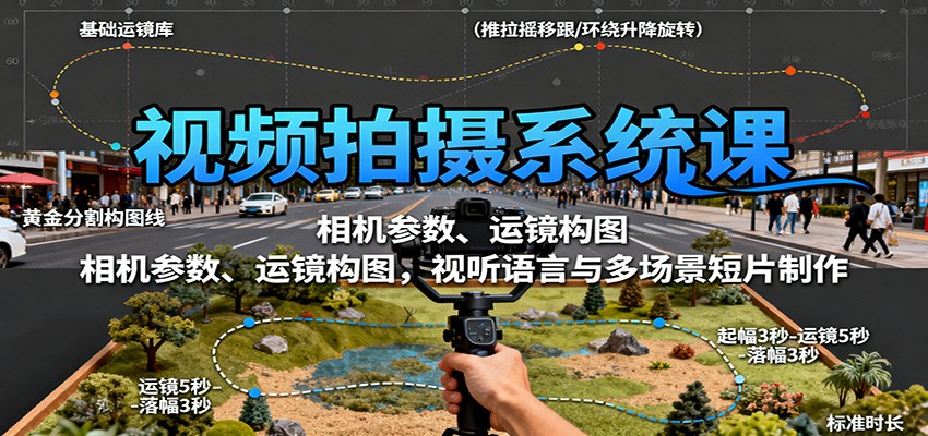 视频拍摄系统课：相机参数、运镜构图，视听语言与多场景短片制作-宇文网创