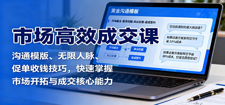 市场高效成交课：沟通模版、无限人脉、促单收钱技巧，快速掌握市场开拓与成交核心能力-宇文网创