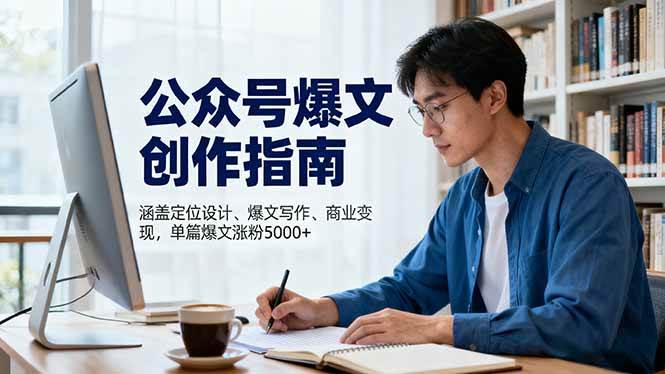 公众号爆文创作指南，涵盖定位设计+爆文写作+商业变现，单篇爆文涨粉5000+-宇文网创