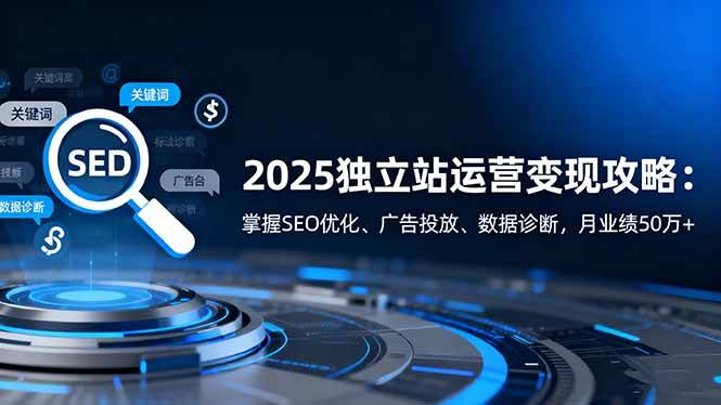 2025独立站运营变现攻略：掌握SEO优化、广告投放、数据诊断，月业绩50万+-宇文网创