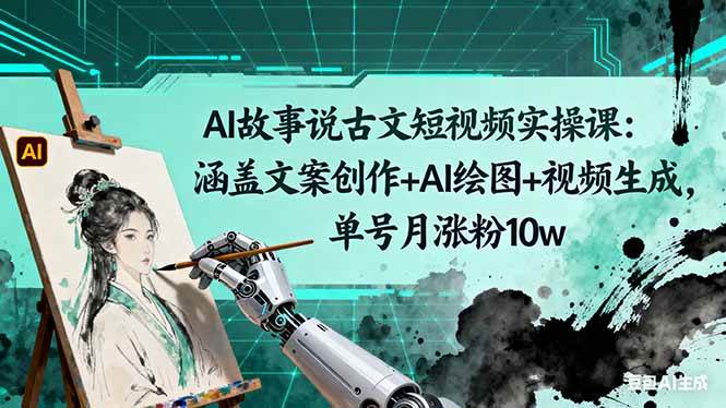 AI故事说古文短视频实操课：涵盖文案创作+AI绘图+视频生成，单号月涨粉10w-宇文网创