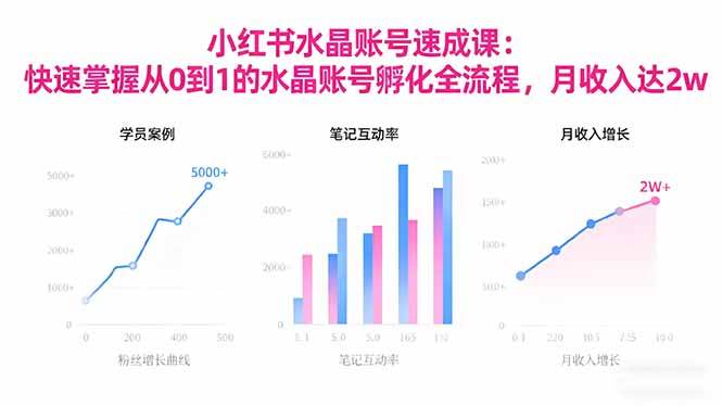 2025小红书水晶账号速成课：快速掌握从0-1水晶账号孵化全流程，月收入达2w-宇文网创