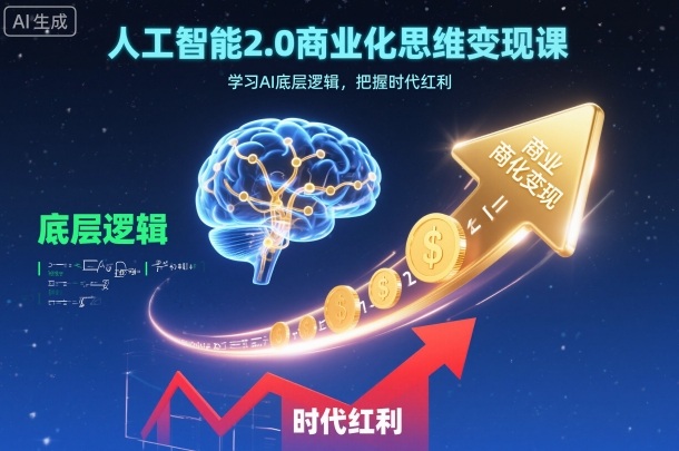 人工智能2.0商业化思维变现课，学习AI底层逻辑，把握时代红利-宇文网创