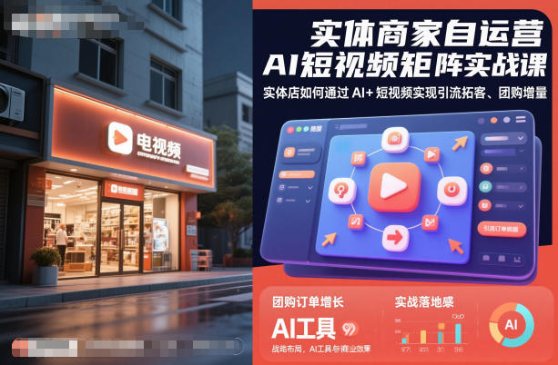 实体商家自运营AI短视频矩阵实战课，实体店如何通过AI+短视频实现引流拓客、团购增量-宇文网创
