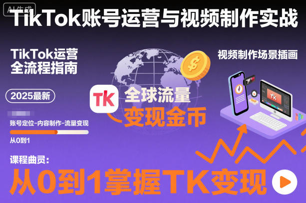 2025最新TikTok账号运营与视频制作实战全流程，从0到1掌握TK变现（含11月最新TK搬运技术）-宇文网创