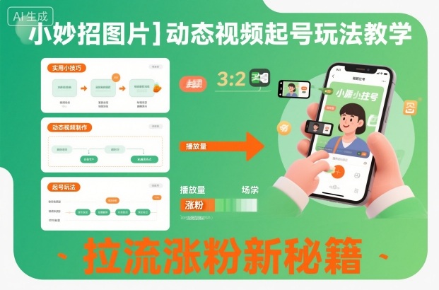 小妙招图片＋动态视频起号玩法教学，拉流涨粉新秘籍-宇文网创