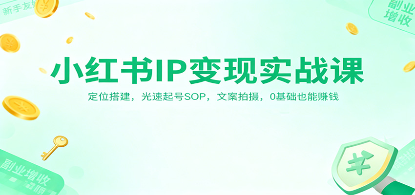 小红书IP变现实战课：定位搭建，光速起号SOP，文案拍摄，0基础也能赚钱-宇文网创