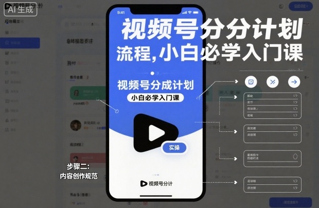 视频号分成计划实操流程，小白必学入门课-宇文网创