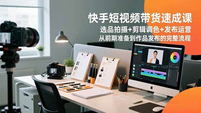 快手短视频带货速成课，选品拍摄+剪辑调色+发布运营，从前期准备到作品发布的完整流程-宇文网创