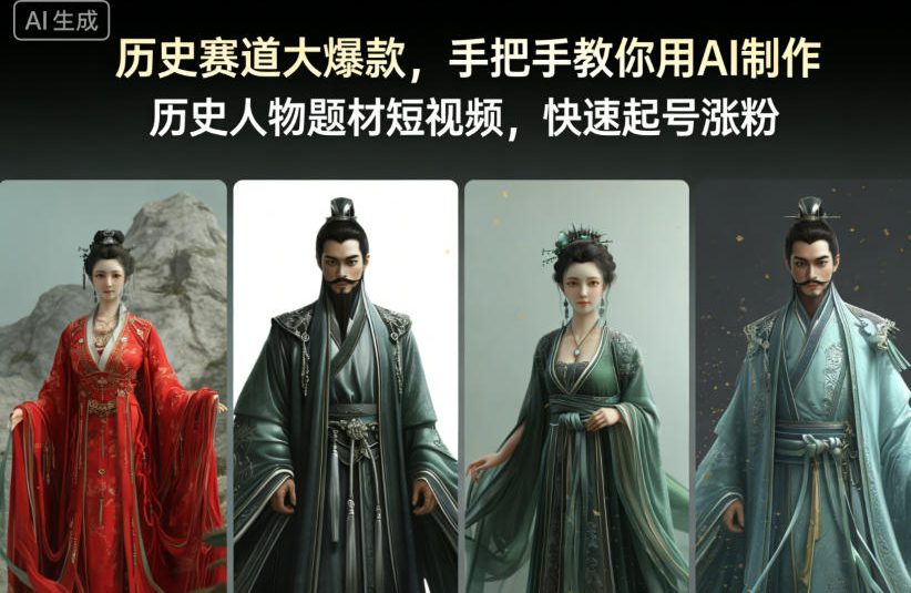 历史赛道大爆款，手把手教你用AI制作历史人物题材短视频，快速起号涨粉-宇文网创