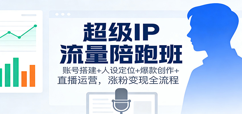 超级IP流量陪跑班：账号搭建+人设定位+爆款创作+直播运营，涨粉变现全流程-宇文网创