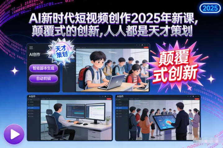 AI新时代短视频创作2025年新课，​颠覆式的创新，人人都是天才策划-宇文网创