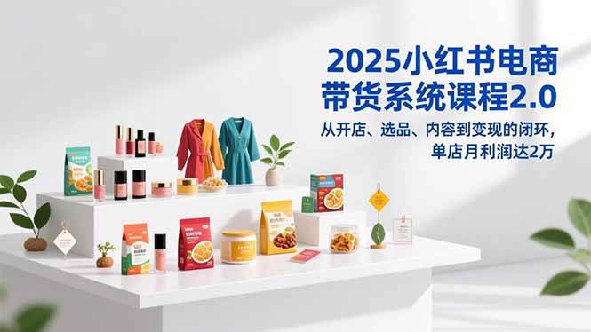 2025小红书电商带货系统课程2.0，从开店、选品、内容到变现的闭环，单店月利润达2万-宇文网创
