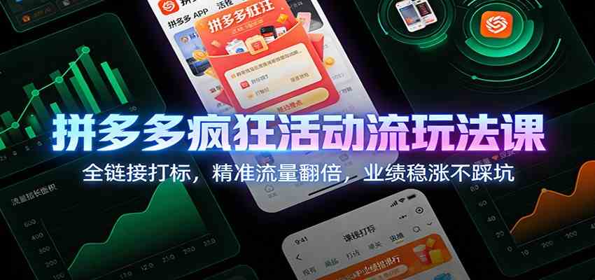 拼多多疯狂活动流玩法课：全链接打标，精准流量翻倍，业绩稳涨不踩坑-宇文网创