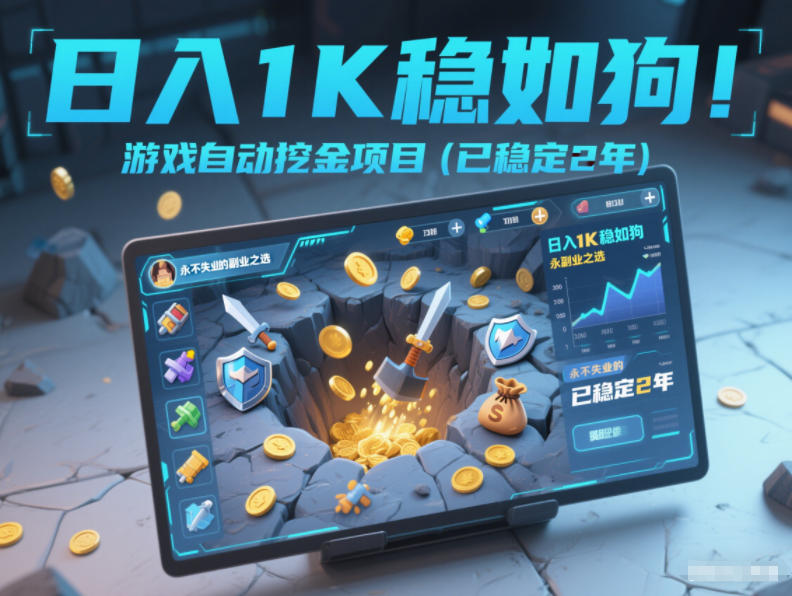 日入1K稳如狗！游戏自动挖金项目（已稳定2年），永不失业的副业之选【揭秘】-宇文网创