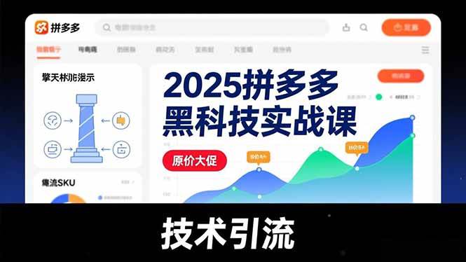 2025拼多多黑科技实战课，擎天柱玩法、爆流SKU、原价大促，技术引流，单店日销轻松破千单-宇文网创