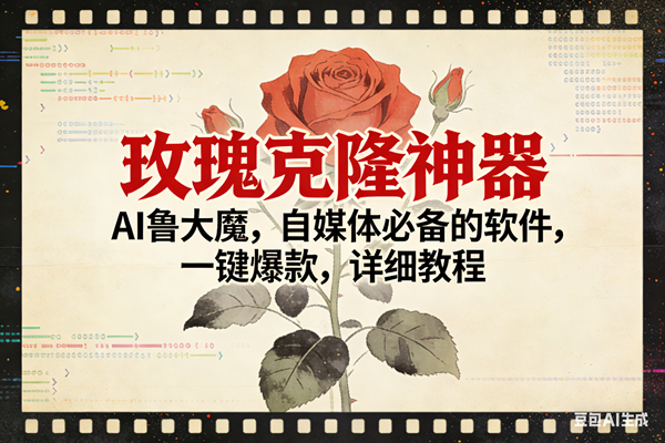 玫瑰克隆神器，ai鲁大魔，自媒体必备，一键爆款，详细使用教程-宇文网创